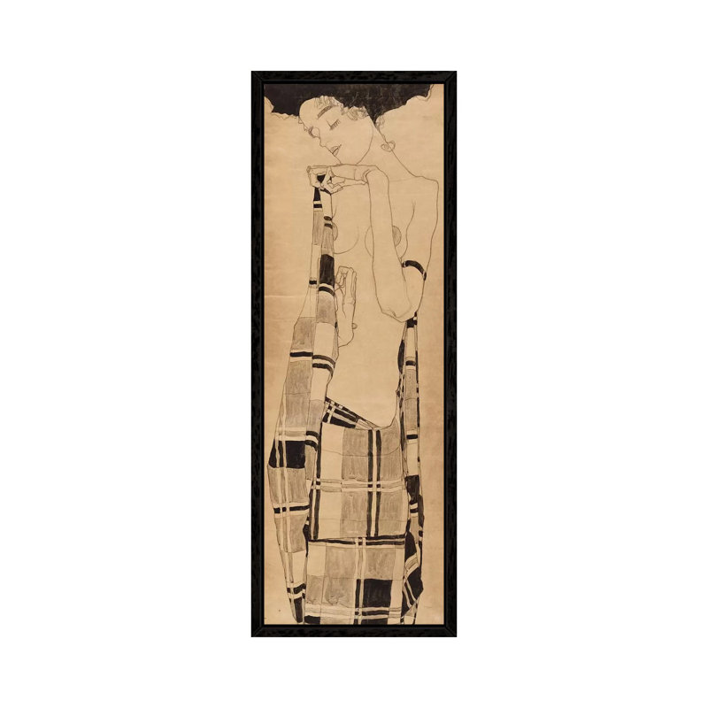 Standing Girl, C.1908-09 by Egon Schiele - Painting on Canvas, Black Framed, 121.92cm H x 40.64cm W x 3.81cm D