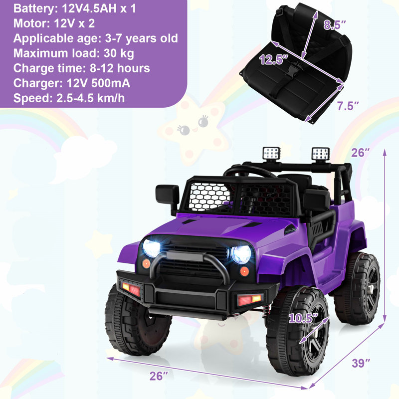 jpcar1 12v Kids Ride On Car Electric véhicule Jeep, Mauve