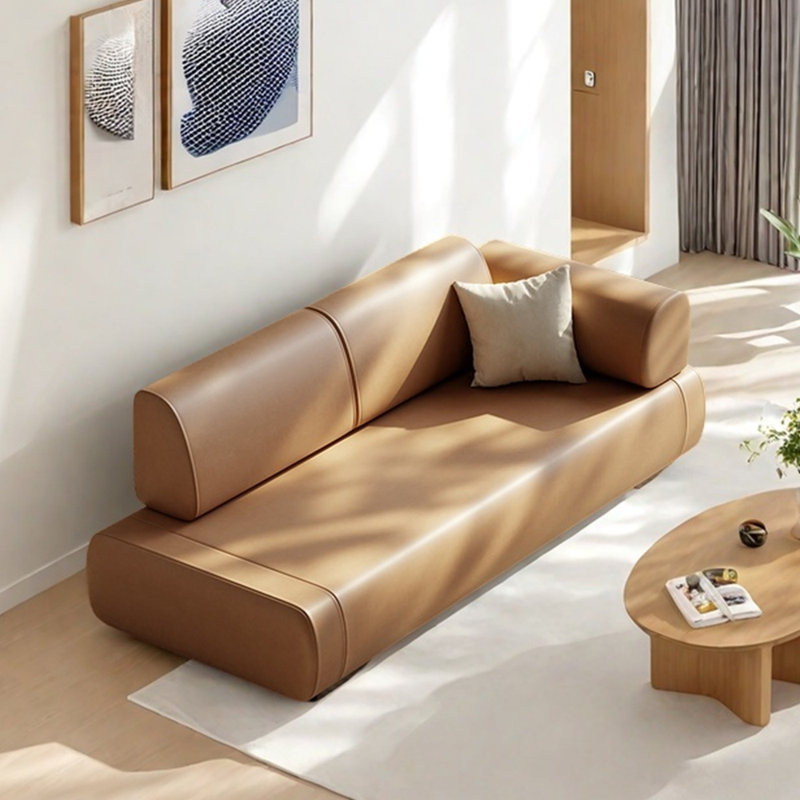 Chaise longue en similicuir de style moderne, Orange, Orienté à droite