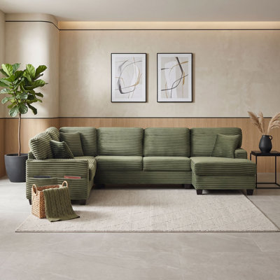 Six Seat Sectional Sofa with Movable Ottoman