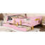 Lit plateforme rose avec rangement et structure en bois massif, rail, tablette pour le confort de la chambre à coucher Mélange esthétique fonctionnel-1994345511-1994345510