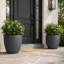 Pot à fleurs rond moderne en résine avec soucoupe et écran de drainage (ensemble de 2)-934506595-934506599