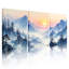Tableau sur toile tendue représentant un coucher de soleil sur un paysage de montagne (ensemble de 3)-118674849