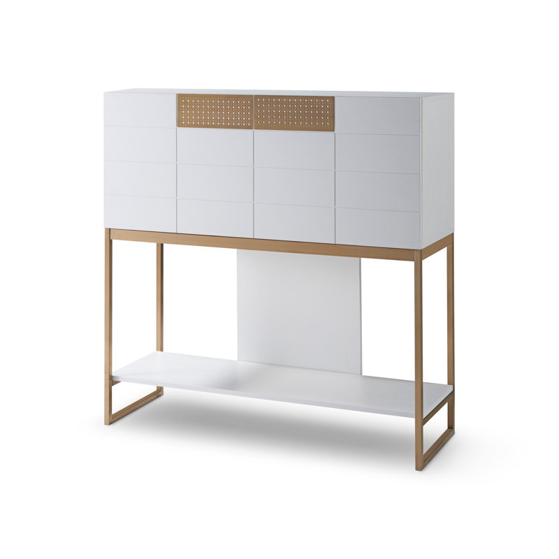 Hamayel Stainless Steel Secretary Desk, Bronze, White
