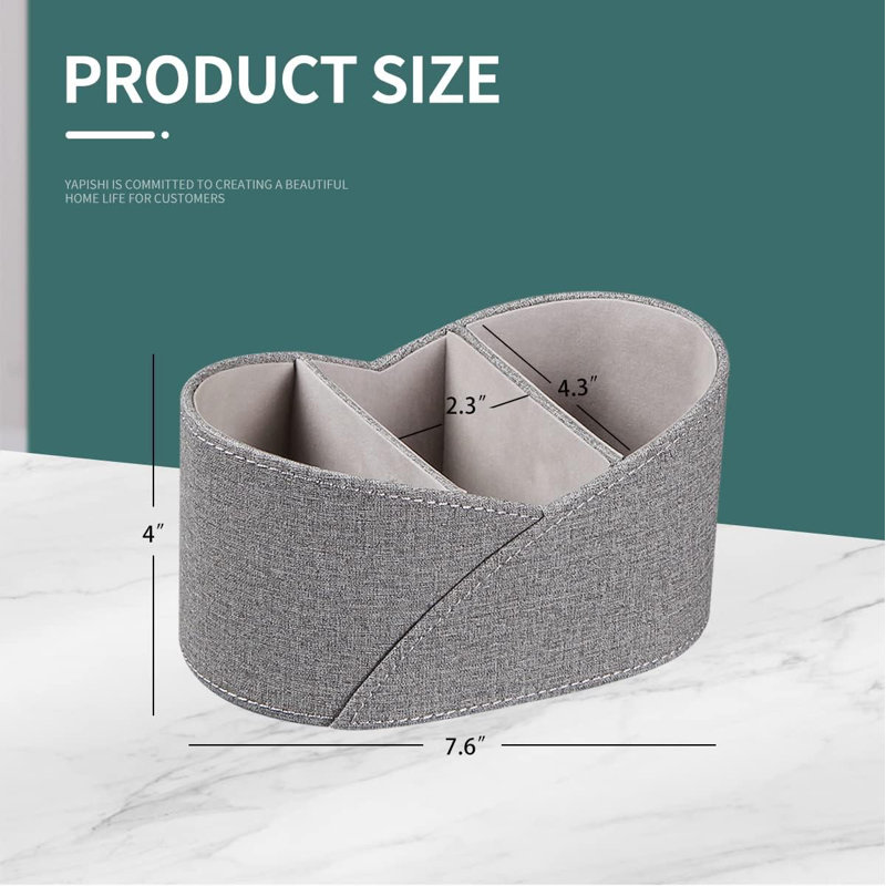 PU Leather Remote Control Holder with 3 Compartments