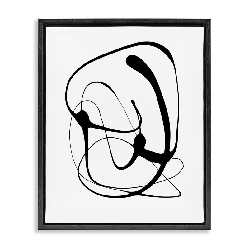«Black Modern Swirl Floater» par Lanie Loreth, Cadre flottant noir de jais, H 31 po x l 25 po