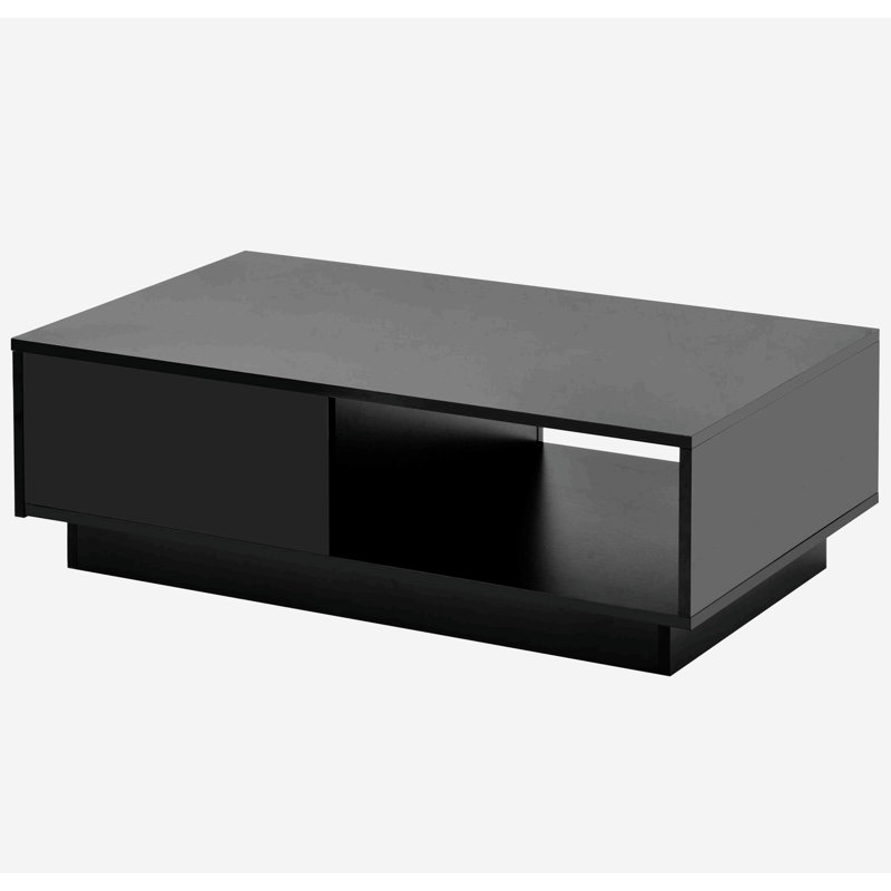Aunah Pedestal Coffee Table with Storage, Black