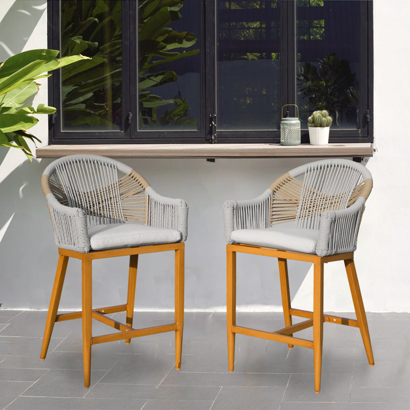Maushid Upholstered Counter Stool with Metal Frame