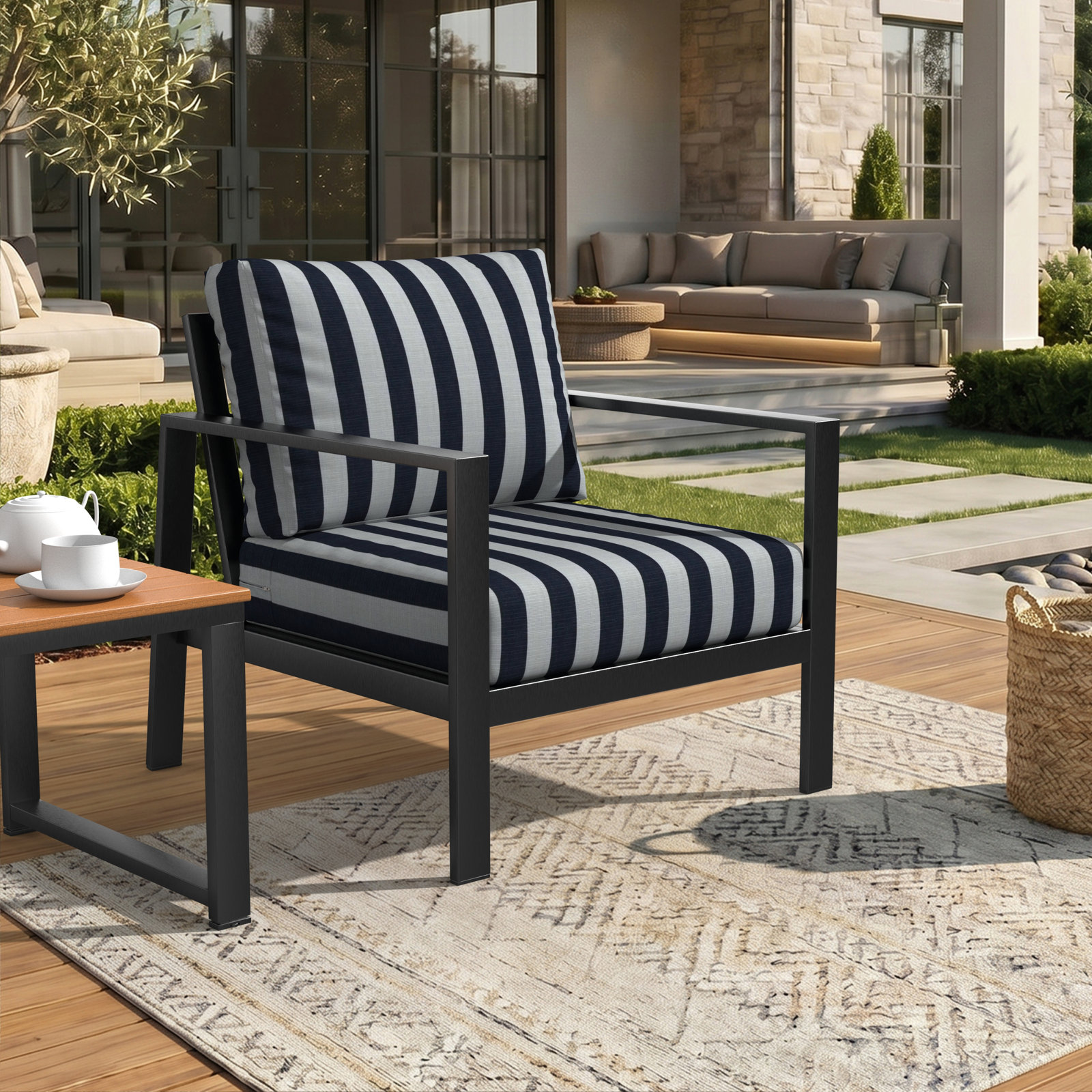 Lani 24" Sunbrella® Seat and Back Cushion, Sunbrella Expressive Mist Striped