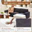 Canapé d'angle modulaire, canapé nuage en forme de U avec 1 pouf amovible, canapé profond confortable en chenille avec coussins moelleux pour salon/appartement (noir)