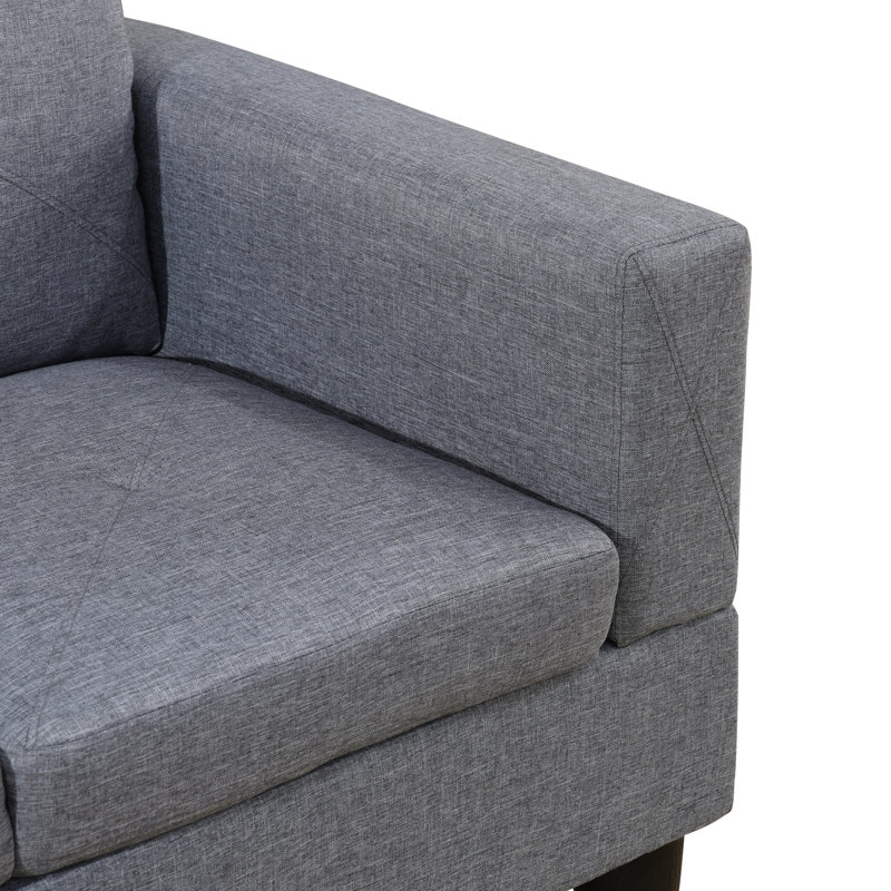 Canapé modulaire rembourré réversible avec repose-pieds, Grey Linen, Left Hand Facing