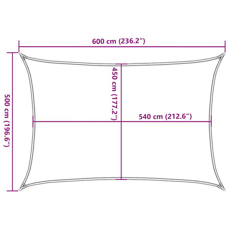 5m x 6m Rectangle Shade Sail, Orange