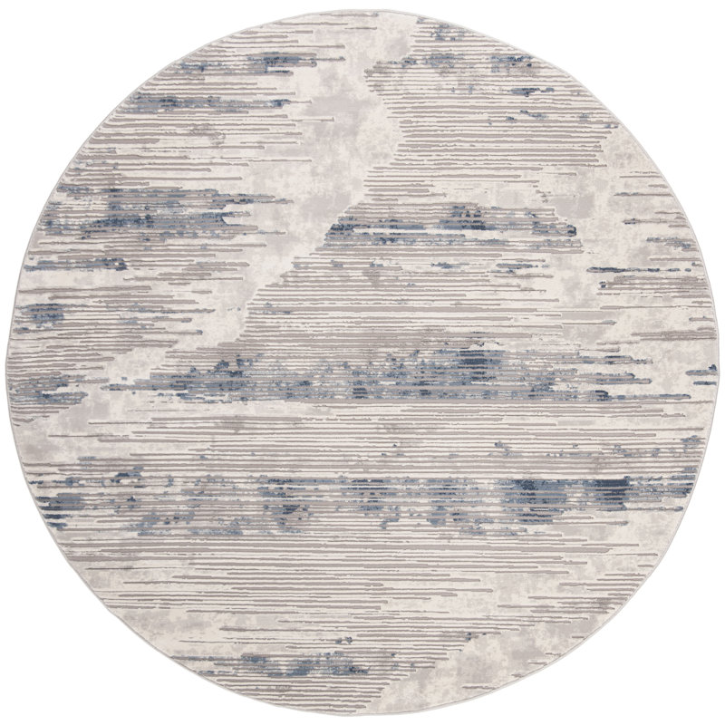 Ismael Abstract Ivory Area Rug, Round 6'7"