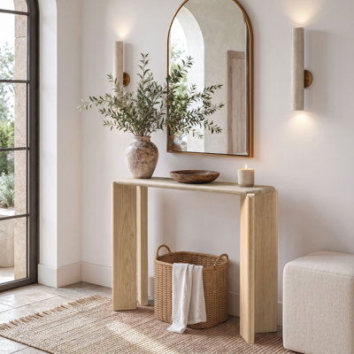 Elodie 39"W Travertine-Look Top Console Table