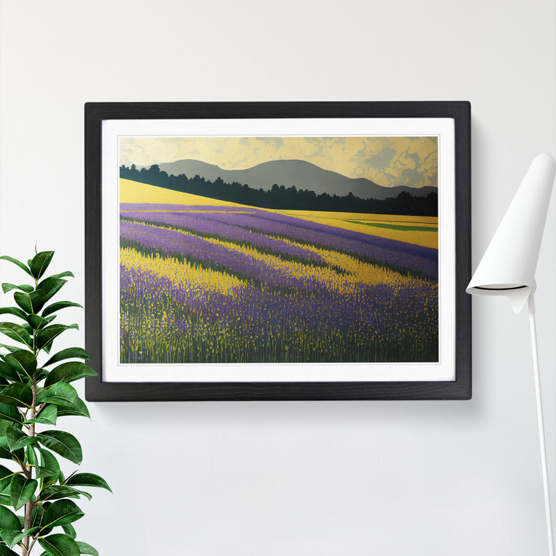 XH1022-7085X Positive Bluebell Field - Single Picture Frame Print, Black Framed, 46cm H x 64cm W x 2cm D