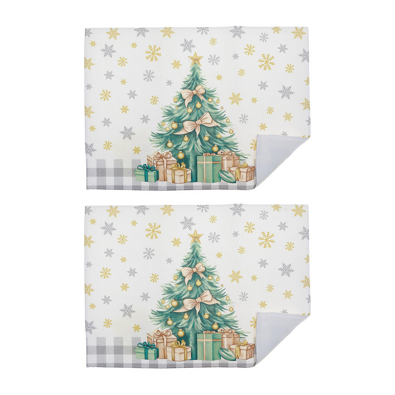 Microfibre Drying Mat (Christmas Tree) - Set Of 2