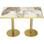 Table de salle à manger rectangulaire 47,24 "en faux marbre blanc moderne, table de bureau rectangulaire avec deux socles en or-136259808