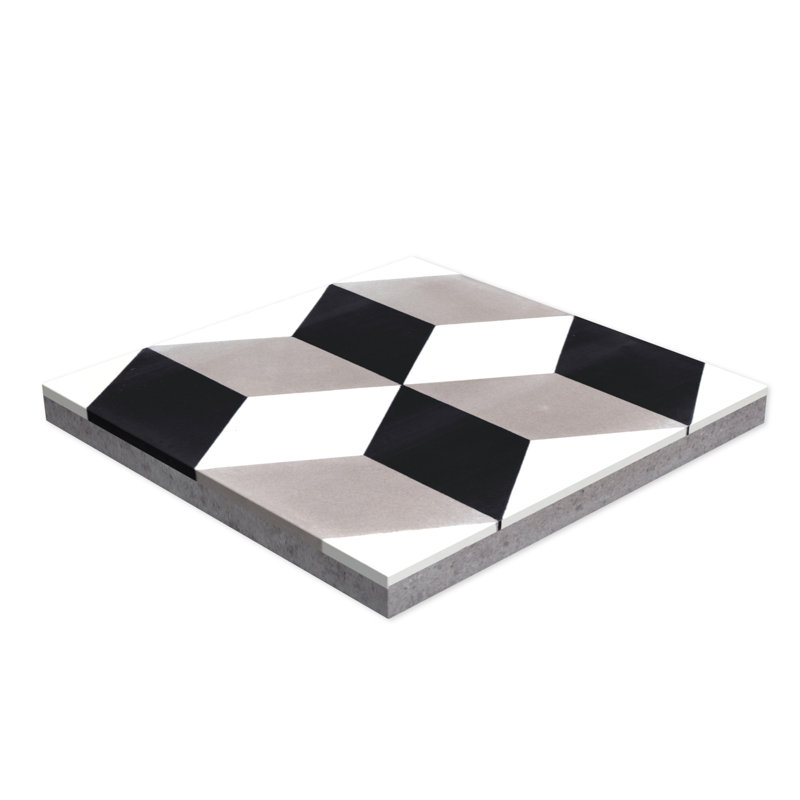 Cubes 8" x 8" Cement Patterned Wall & Floor Tile, Sencillo