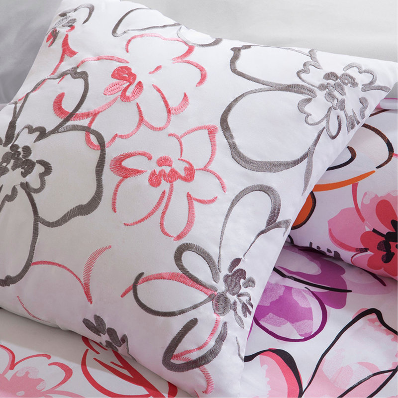 Floral Comforter Set, Full Comforter + 4 Additional Pieces, Pink Floral