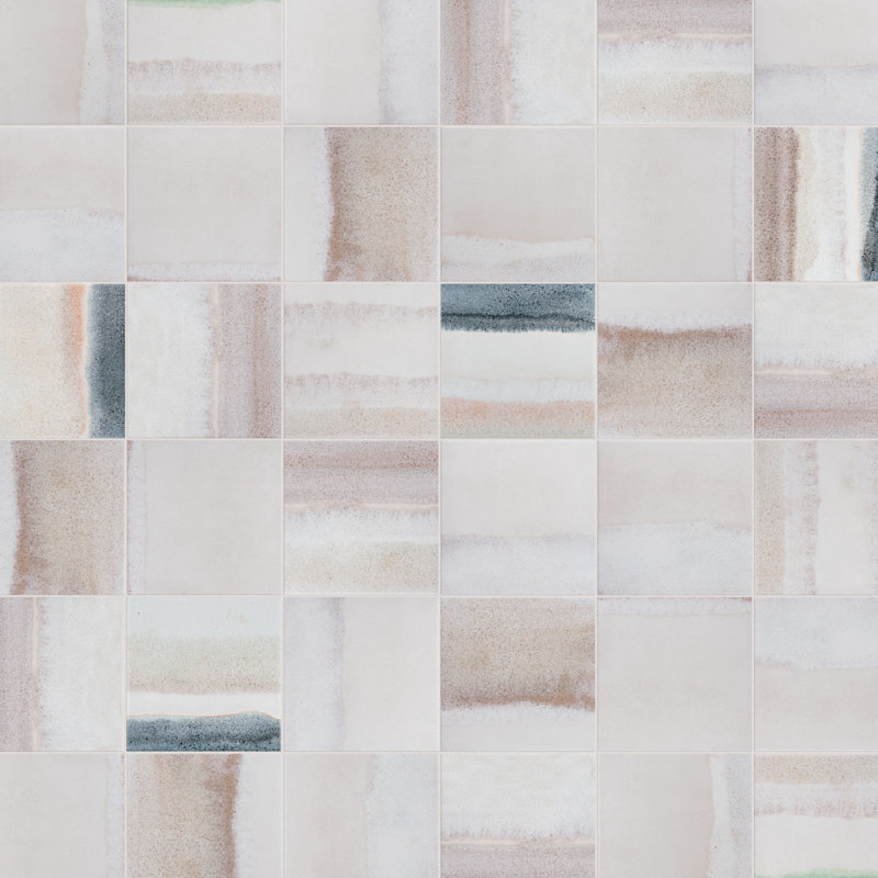 Matter Canvas 6" x 6" Porcelain Stone Look Floor and Wall Tile, Bone/Blue