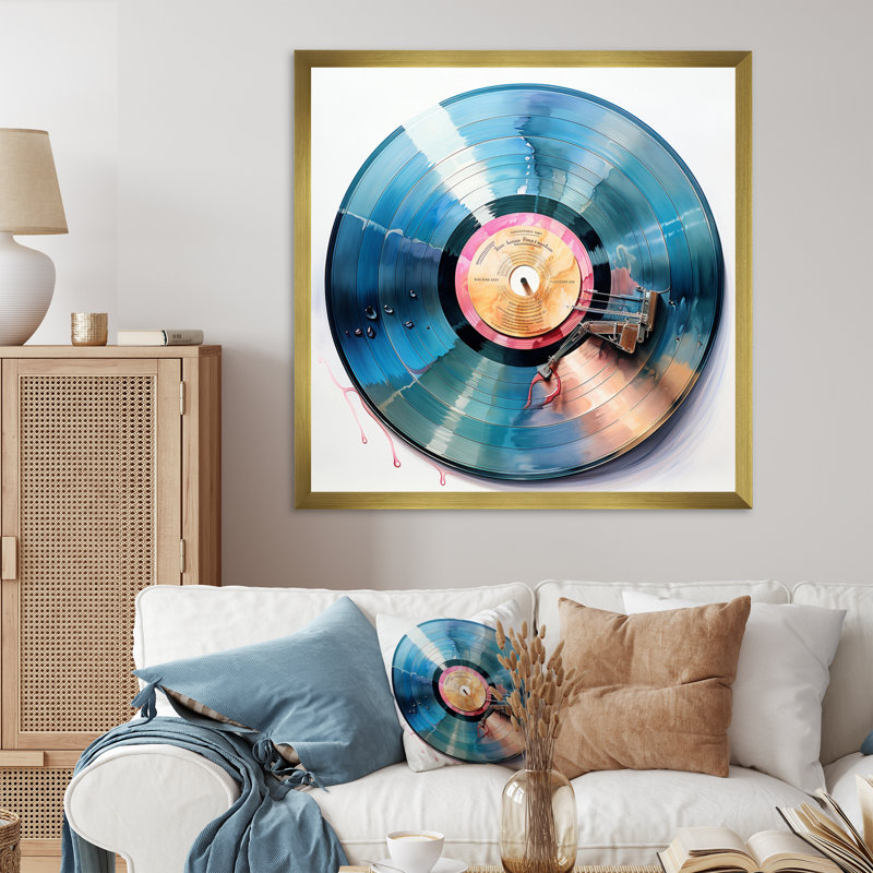 Vinyle, disques vinyle, reflets, H 36 po x l 36 po x P 1,5 po, Cadre photo doré simple