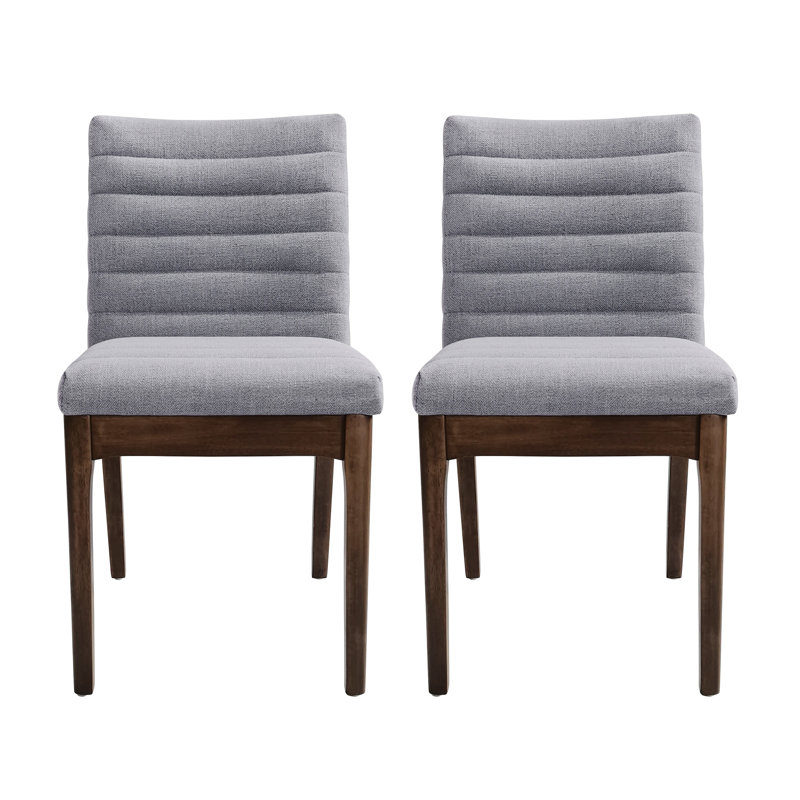 De 2 chaises de salle à manger de style Mid-Century, gris foncé, pieds évasés, ajoute un élément de style à la chaise grise moderne 2, avec un revêtement confortable