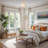 Modern Semi-Flush Mount - Metal, Fabric & Gold, Ivory White Hardwired Dimmable Ceiling Light for Living Room or Hallway in Modern, Mid-Century, and Contemporary Style