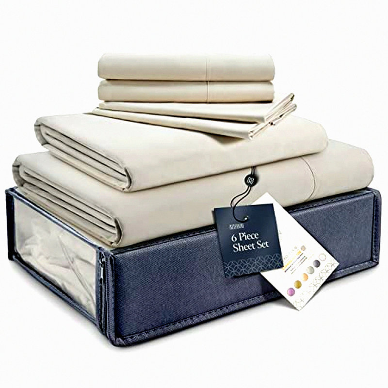 Luxury Comfort Queen Sheet Set - 6 Piece Deep Pocket Bed Sheets with Elastic, Breathable Hotel Quality Pillowcase Set. Wrinkle Free Oeko-Tex Certified Silky Soft Sheets.