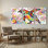 Animaux, pingouins colorés, fleurs de cerisier, ensemble de 3 impressions sur toile