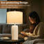 Ensemble de 2 lampes de table en céramique 23,5 pouces beige moderne en céramique pour salon, abat-jour de style campagne avec abat-jour en lin blanc