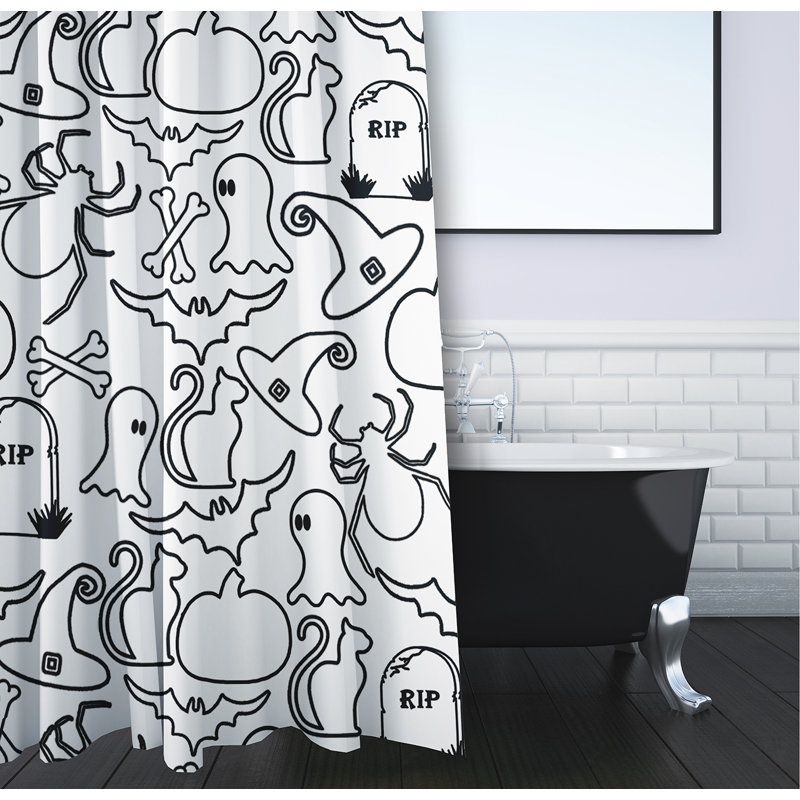 Rideau de douche Halloween, Blanc