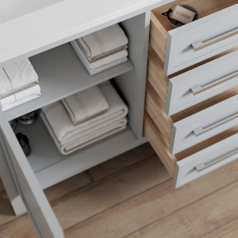Ensemble de meuble-lavabo double 63 po avec miroir Zakare, Gris