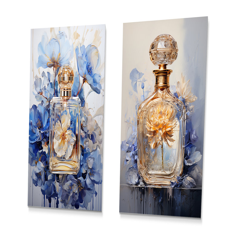 Parfum floral parfumé, ensemble de 2 impressions sur métal, H 28 po x l 24 po