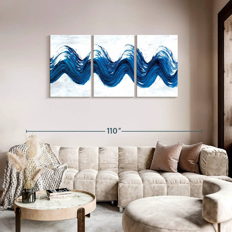 Dynamic Abstract Wave Abstract Multi Piece Canvas Print On Canvas 3 Pieces by Daniel P Set, 39" H x 80" W