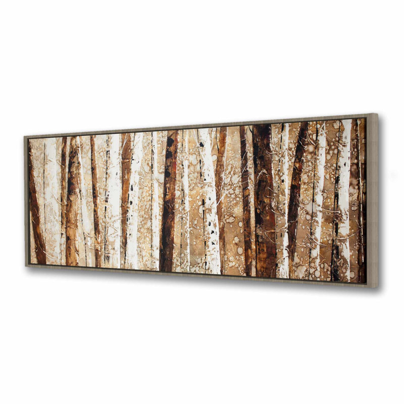Troncs d'arbres - Toile brune encadrée pour décor de maison, H 21,25 po x l 61,25 po