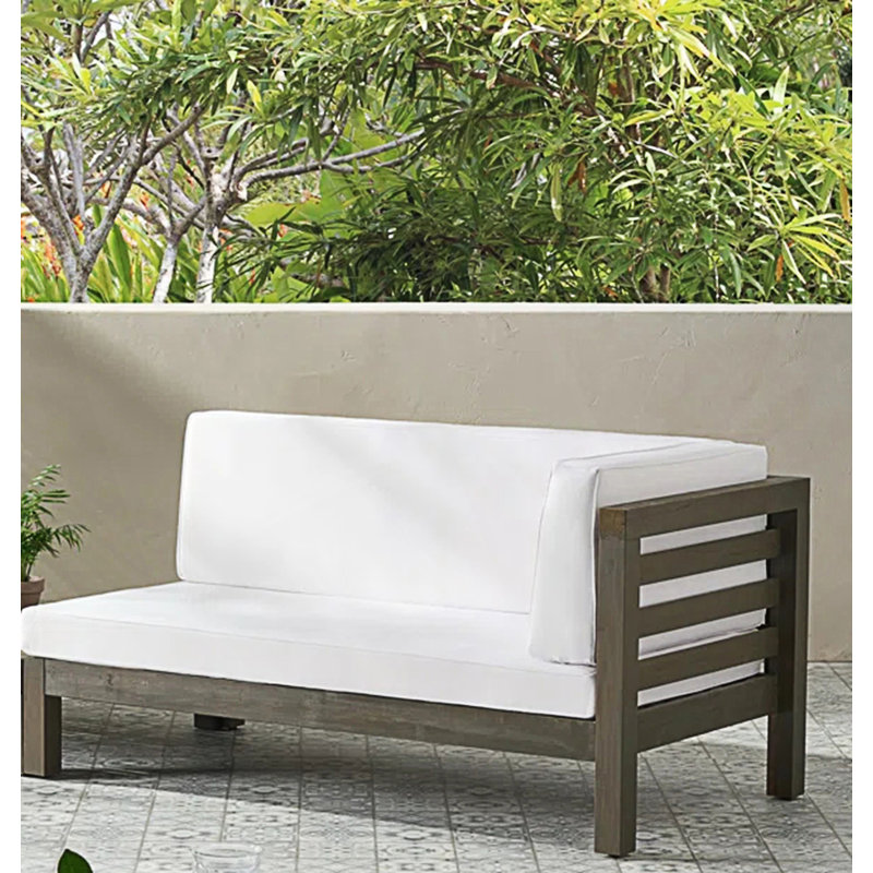 Banc de coin droit avec coussin, Blanc