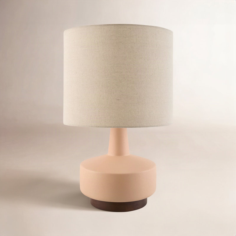 Minta Ceramic Table Lamp, Peach Yellow, Beige
