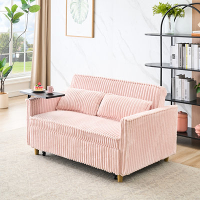 Velours côtelé rose avec des avantages pratiques: plateau de table mobile, ports, fonction coulissante pour une vie quotidienne