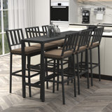 7 - Piece Rectangular Outdoor Dining Set With Cushions,outdoor Patio Bar Set For Backyard, Garden