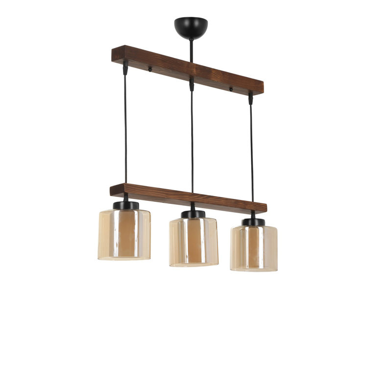 Lustre rustique en bois, couleur rétro, hauteur réglable, 21,7 po x 31,5 po x 31,5 po | Douille E27, 40 W maximum | Peinture électrostatique séchée au four | Parfait pour un décor champêtre et rustique dans les espaces de salle à manger et de vie
