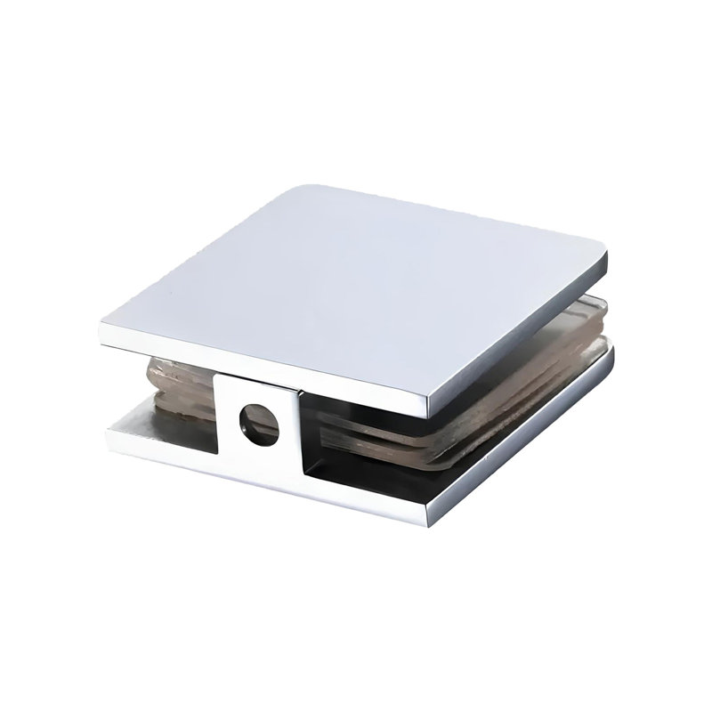 Pince de douche en verre, bord arrondi, trou en verre chromé brillant, Chrome brillant