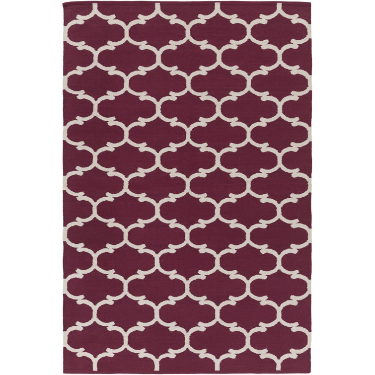 Tapis mauve/ivoire à tissage plat Ayles