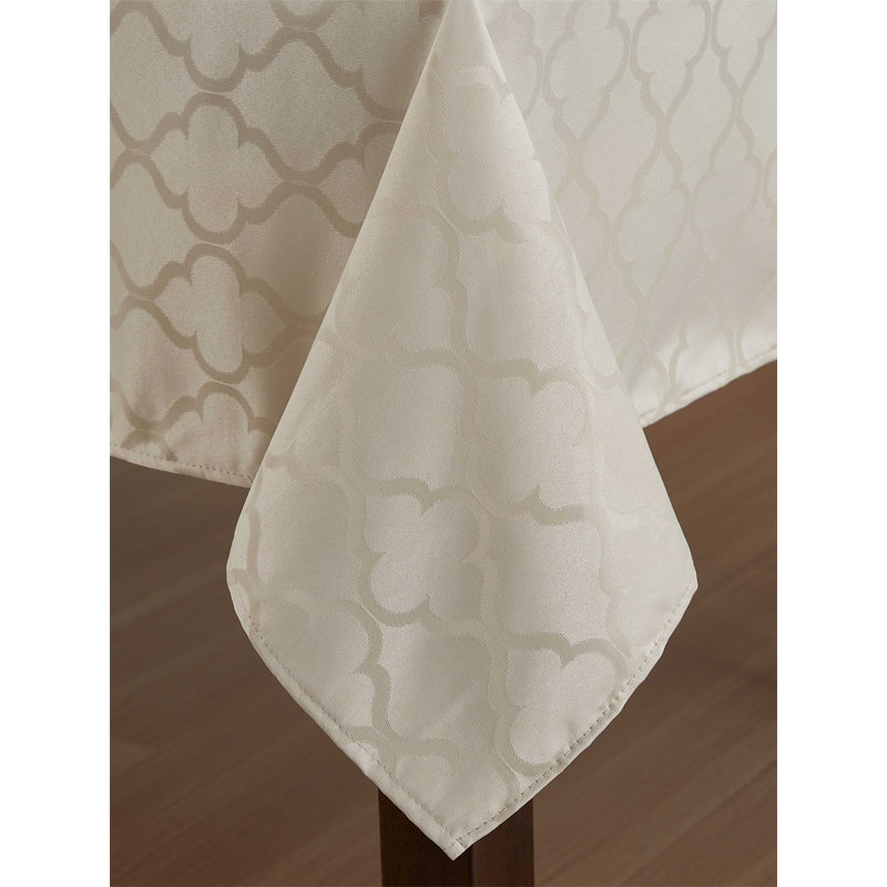 Sarok Rectangle Geometric Jacquard Tablecloth, 84" L x 60" W, Beige