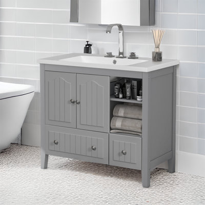 36'' Free Standing Single Bathroom Vanity with Ceramic Top -  Winston Porter, 5680D7E70A0248DABC013F56E1E9667B