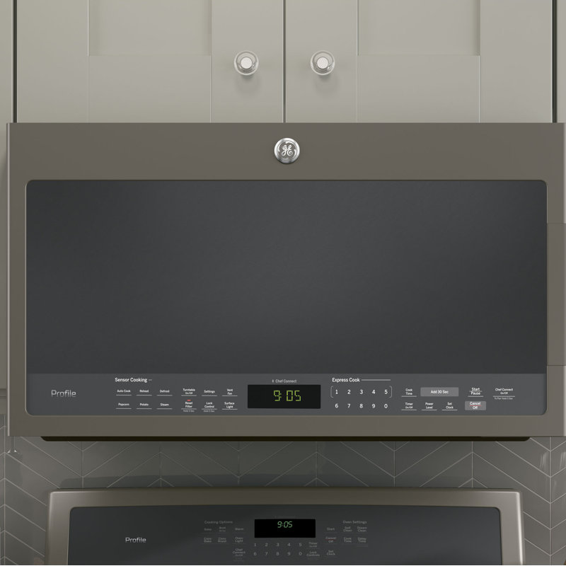 GE Appliances 2.1 Cubic Feet 1000 Watt Over The Range Microwave with Sensor Cooking, Slate