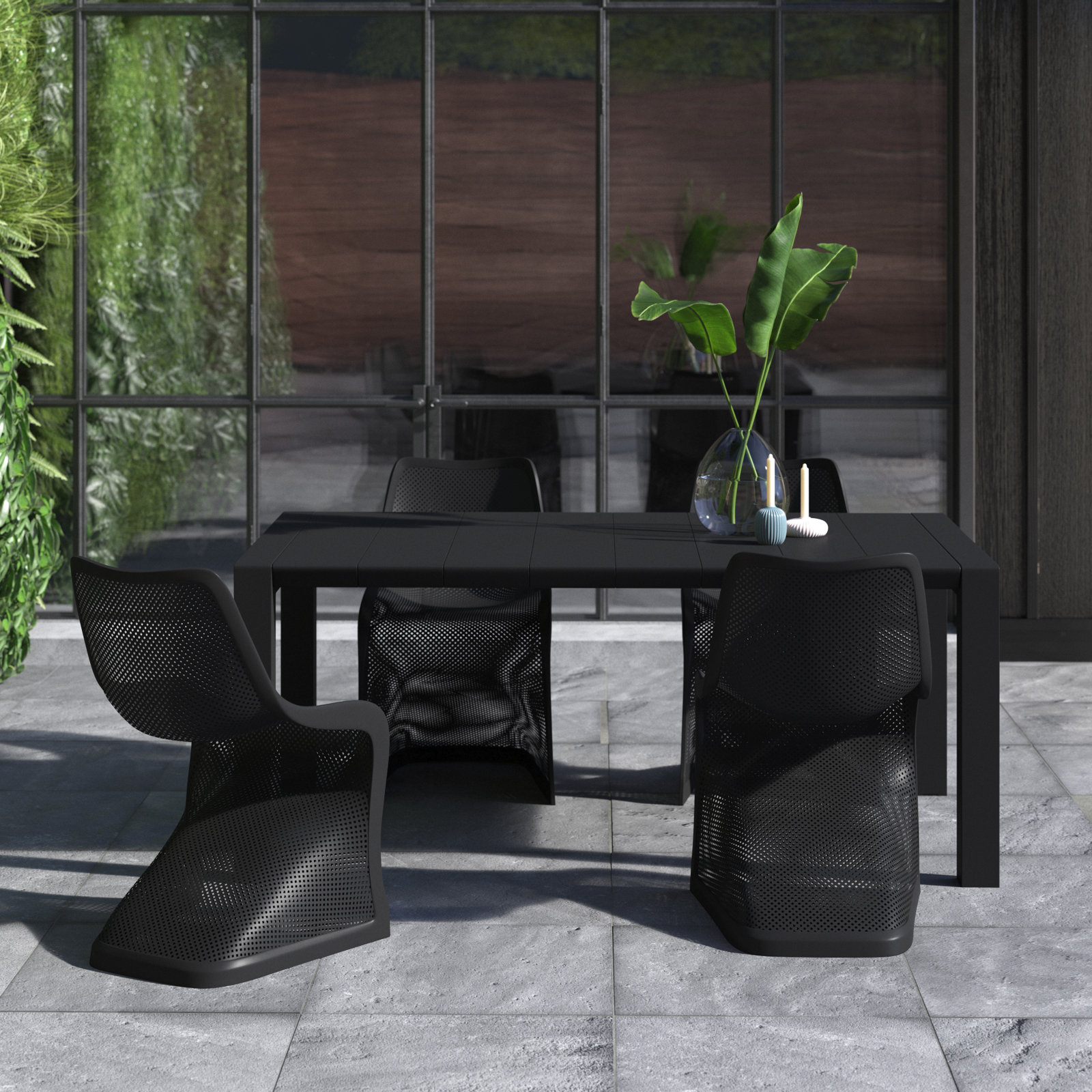 Farrah 86" Patio Dining Set, Black