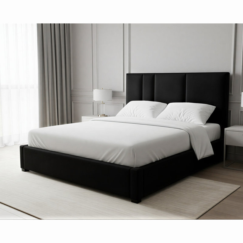 Upholstered Bed, King, Black