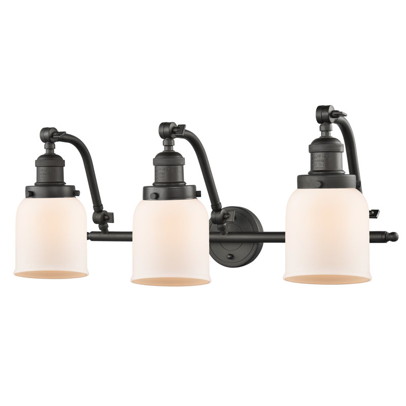 Luminaire de meuble-lavabo 3 lumières 28 po Bell, Boîtier blanc mat, Bronze frotté à l'huile, Ampoule à DEL rétro de 6 watts