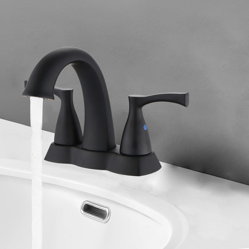 Centerset 2-handle Bathroom Faucet with Drain Assembly, Matte Black
