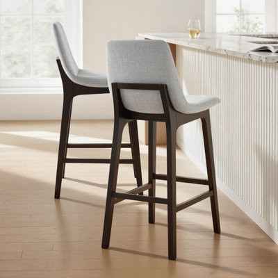 Upholstered Modern Counter & Bar Stool With Solid Wood Legs (Set Of 2)